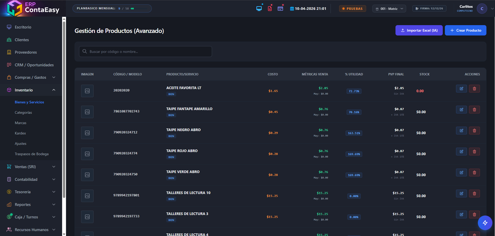 Inventario / Kardex